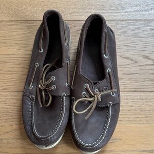 Sperry Dark Brown Suede Boat Shoes